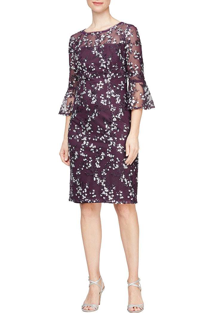 Alex Evenings Embroidered Sequin Lace Sheath Dress-0